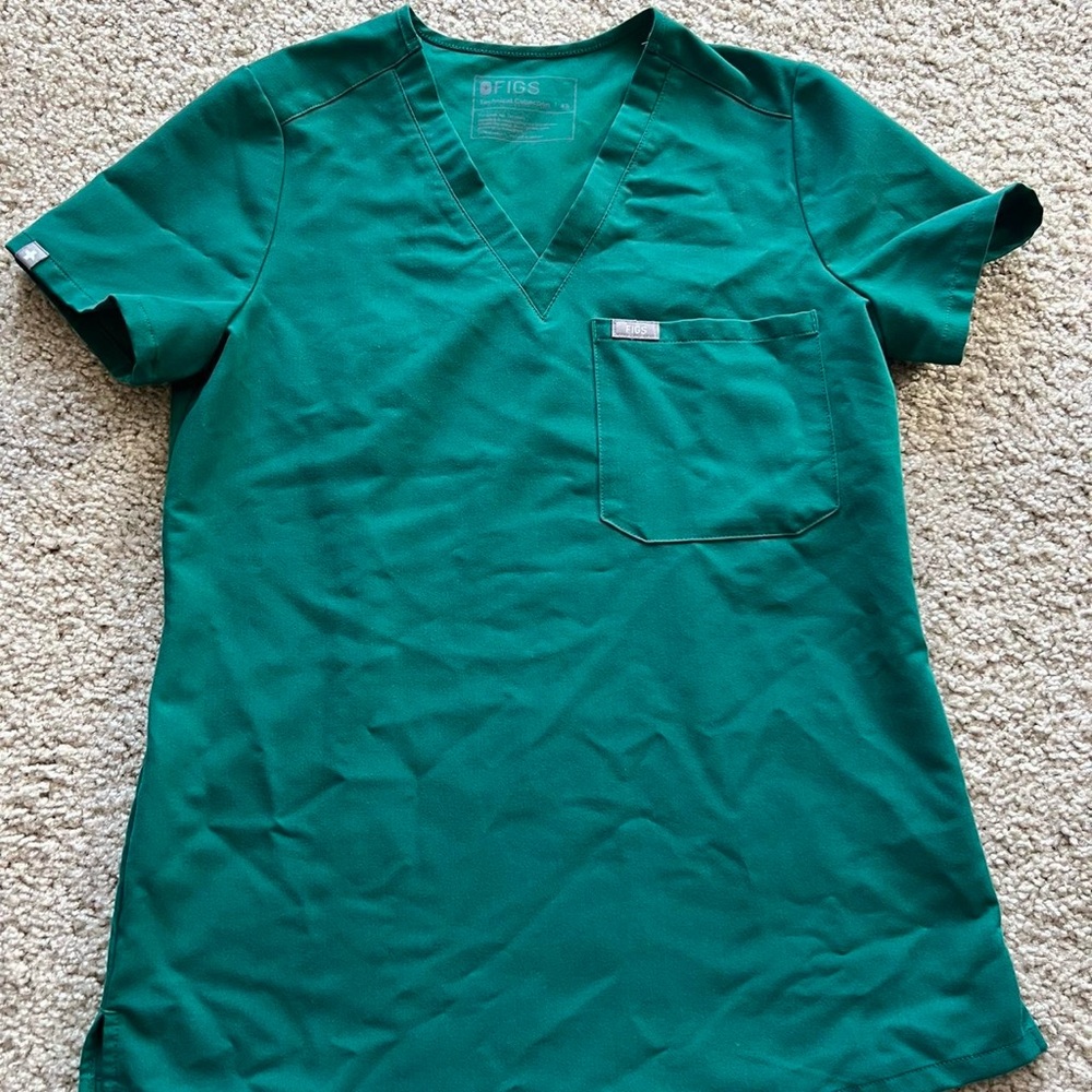 Figs catarina scrub top hunter green (xs)